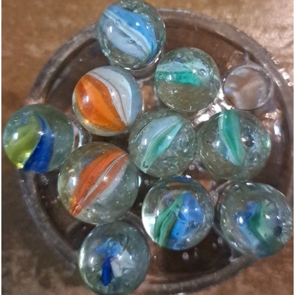 Lot Of 10 Estate Sale Marbles Mixed Colors Not UV Reactive